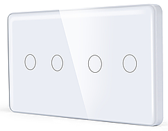 Подвійний вимикач з WiFi + BLE 1DAL | (2+2 сенсор) Біле Скло, З нулем (G157D-SW2GX2.WF.WT)