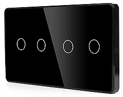 Подвійний вимикач з WiFi + BLE 1DAL | (2+2 сенсор) Чорний Скло, З нулем (G157D-SW2GX2.WF.BL)