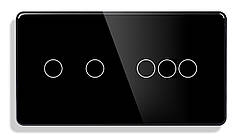 Подвійний вимикач з WiFi + BLE 1DAL | (2+3 сенсор) Чорний Скло, З нулем (G157D-SW2G3G.WF.BL)