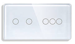 Подвійний вимикач з WiFi + BLE 1DAL | (2+3 сенсор) Білий Скло, З нулем (G157D-SW2G3G.WF.WT)