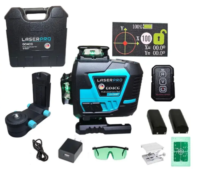 Лазерний рівень нівелір Laser PRO G04CG, 16 ліній (4 площині по 360°), робота до 5 годин