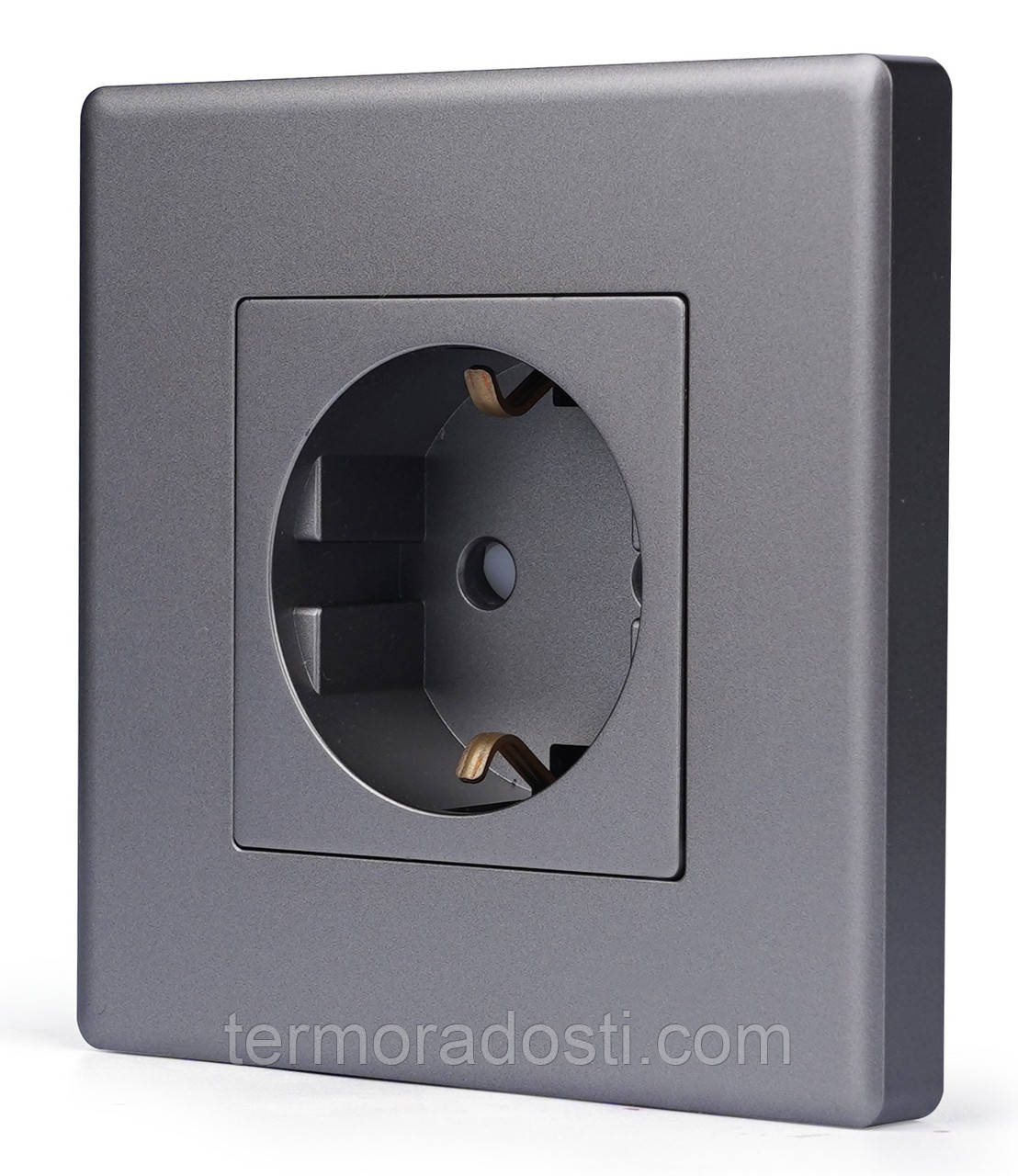 Розетка 1DAL | Сірий з З/К + Шторки (P86-ST.GR), фото 1