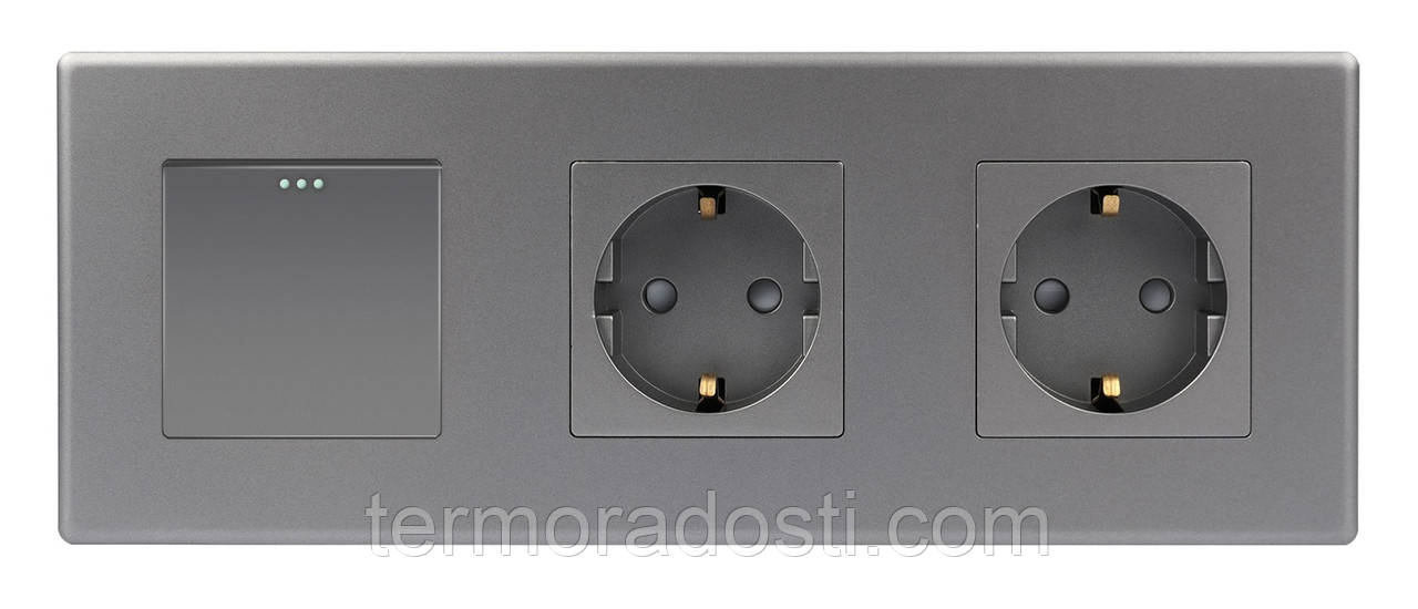 Вимикач (1кл.) + Розетка (2 шт.) 1DAL | Сірий (P228-SW1G-STX2.GR)