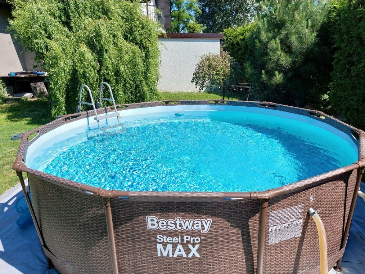 Каркасний басейн Bestway Steel Pro Max 366×100 см з ротанговим дизайном + насос, фільтр, драбина (16в1) 56709