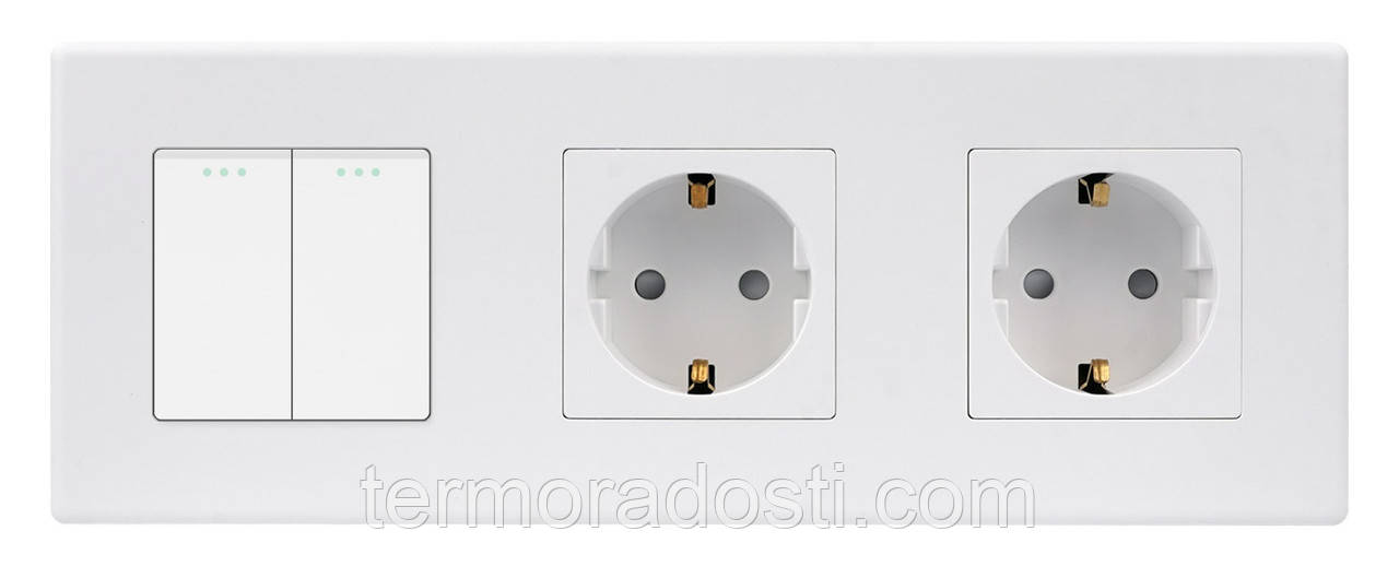 Вимикач (2кл.) + Розетка (2 шт.) 1DAL | Білий (P228-SW2G-STX2.WT)