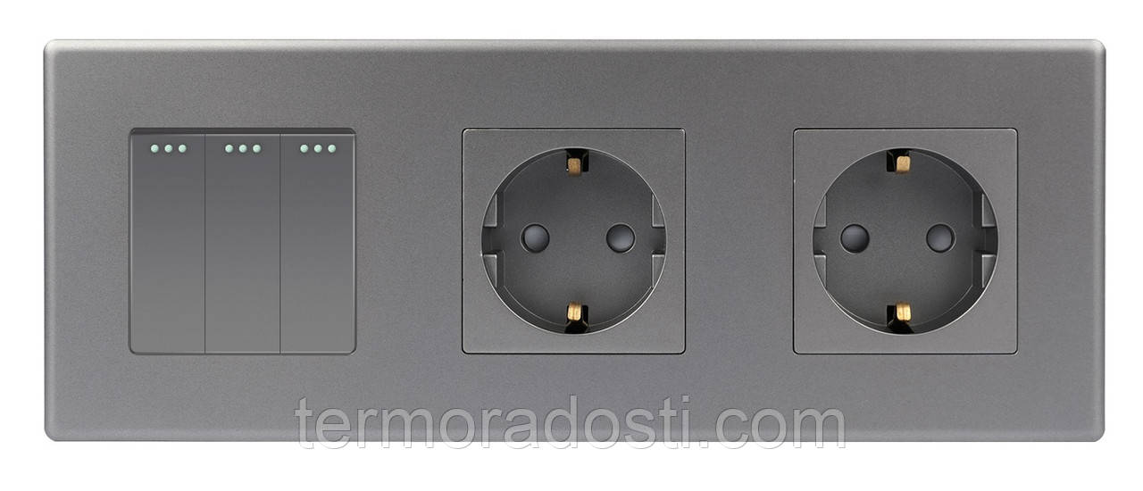 Вимикач (3кл.) + Розетка (2 шт.) 1DAL | Білий (P228-SW3G-STX2.GR)