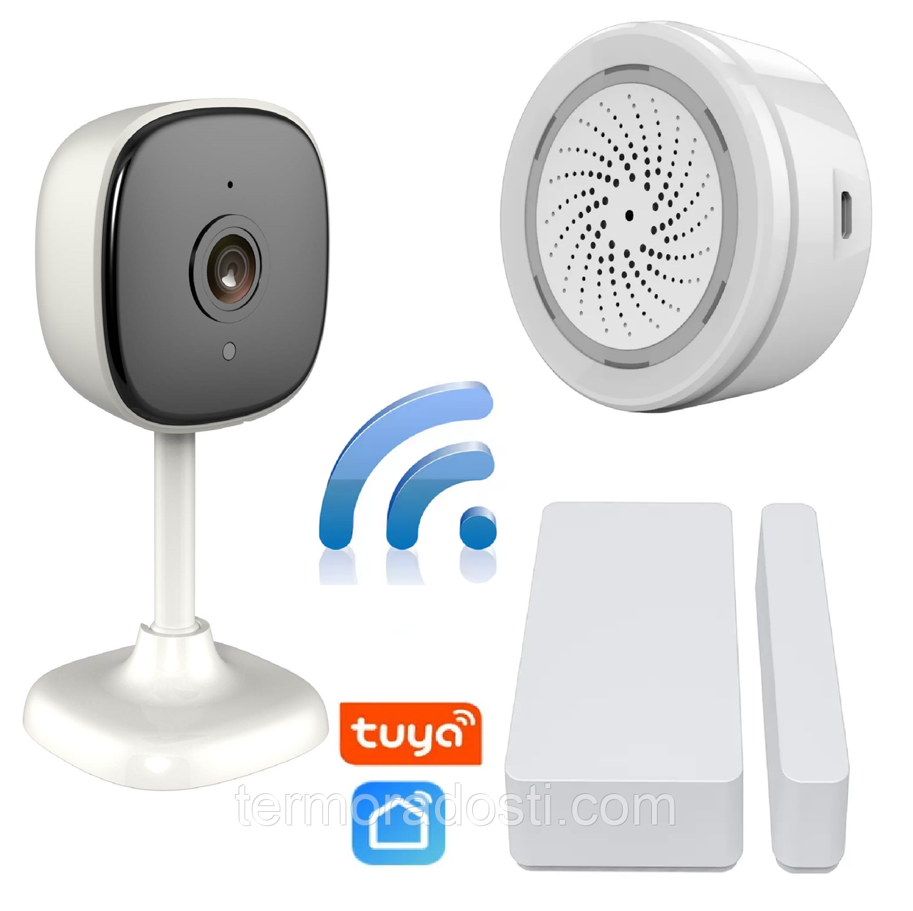 Комплект охоронної WiFI сигналізації з камерою 1DAL AlarmKit WF5 | Захист від проникнення | APP "Tuya Smart"