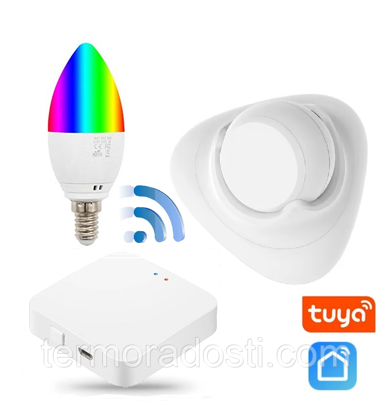 Smart автоматизації освітлення 1DAL LightKit MIX01 | Датчик присутності + Хаб + RGB лампочка Е14 | APP "Tuya"