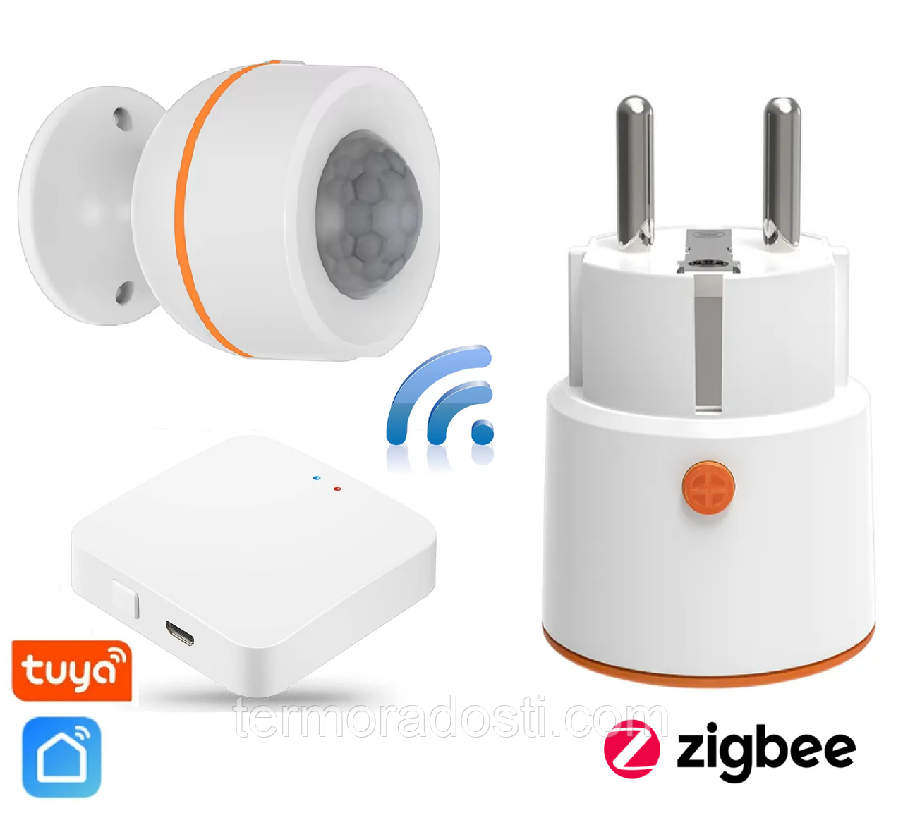 Smart автоматизація освітлення 1DAL LightKit ZB2 | Датчик руху + Хаб + Розетка | ZigBee, APP "Tuya"
