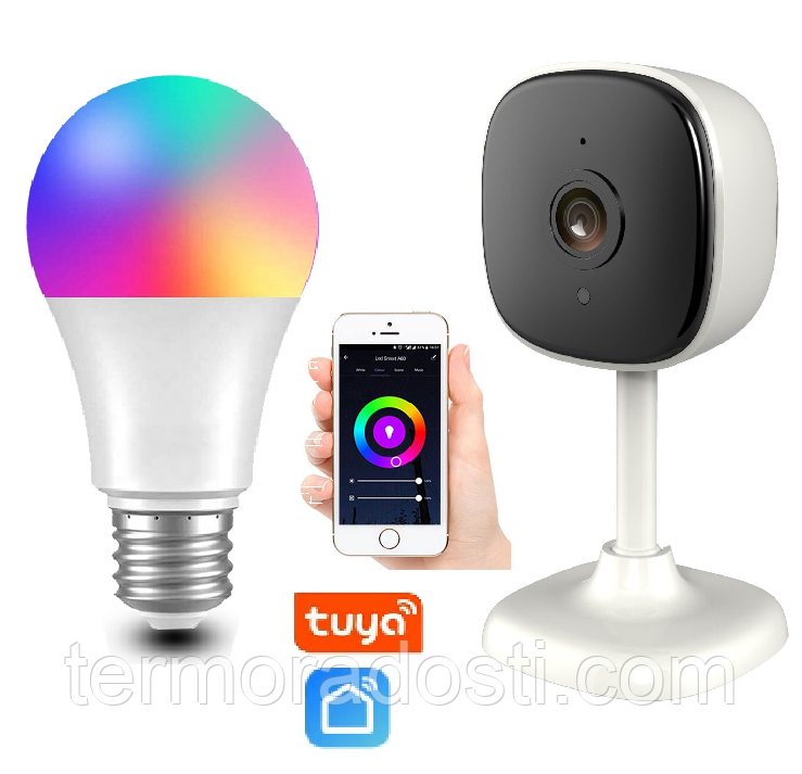 WIFI автоматизація освітлення 1DAL LightKit WF11 | Камера з датчиком руху + RGB-лампочка Е27 | APP "Tuya"