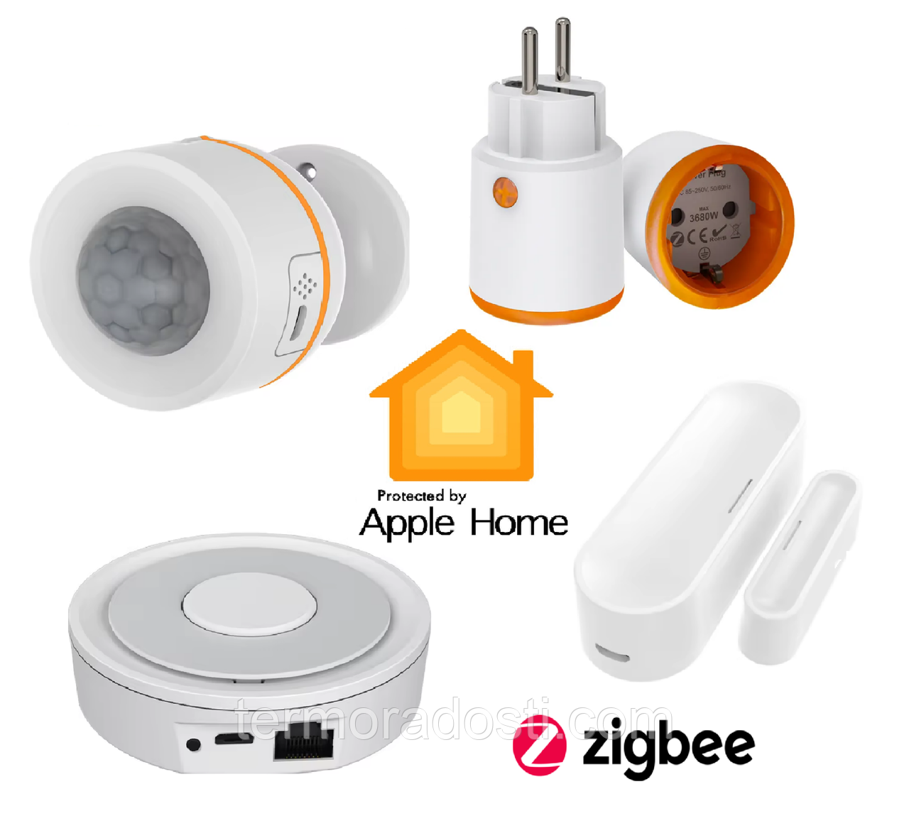 WIFI охоронна сигналізація Apple HomeKit від 1DAL | Хаб + Датчик руху + Відкриття + Розетка | AlarmKit HK2