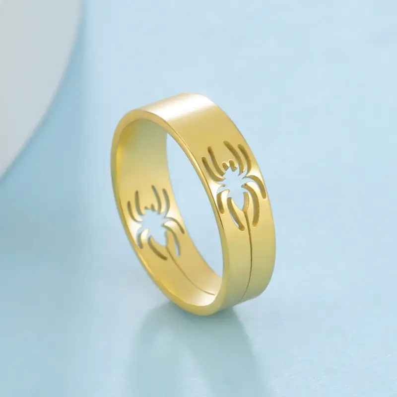 Золотиста каблучка Павук вирізана з нержавіючої сталі розмір 20 LuxAurum136, фото 1