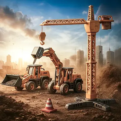 Іграшковий набір Будівельна техніка 2 штуки Збери трактор бульдозер/гідромолот і кран підйомник Світло звук