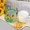 Алмазна мозаїка набір 8 шт, підставка під чашку своїми руками «Соняшники», фото 7