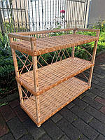 Плетений стелаж із лози 80×30×70 см (3 полиці)