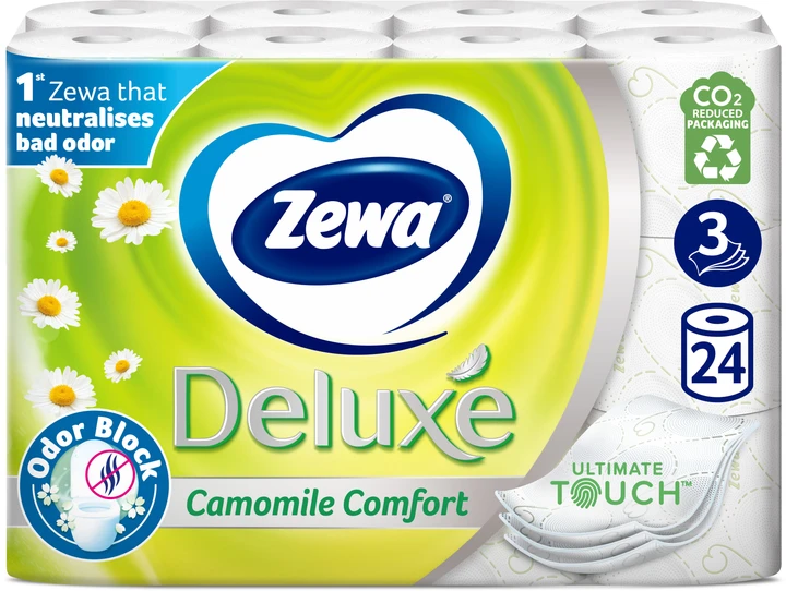 Туалетний папір Zewa Deluxe Ромашка Білий 3 шари 24 рулони 19.3 метра