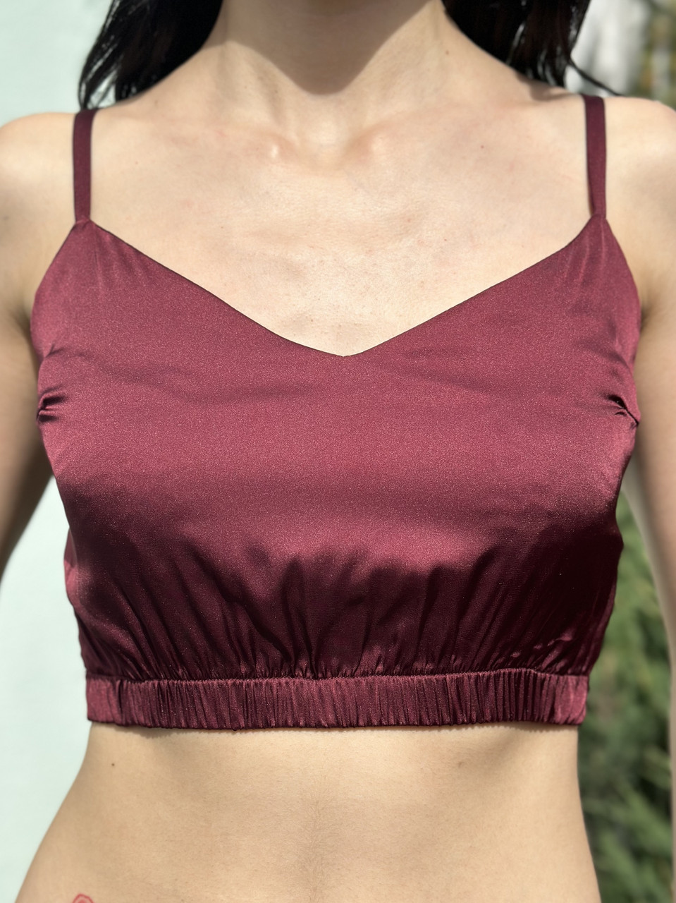 Топ на резинці з шовку Армані Бордовий, фото 1