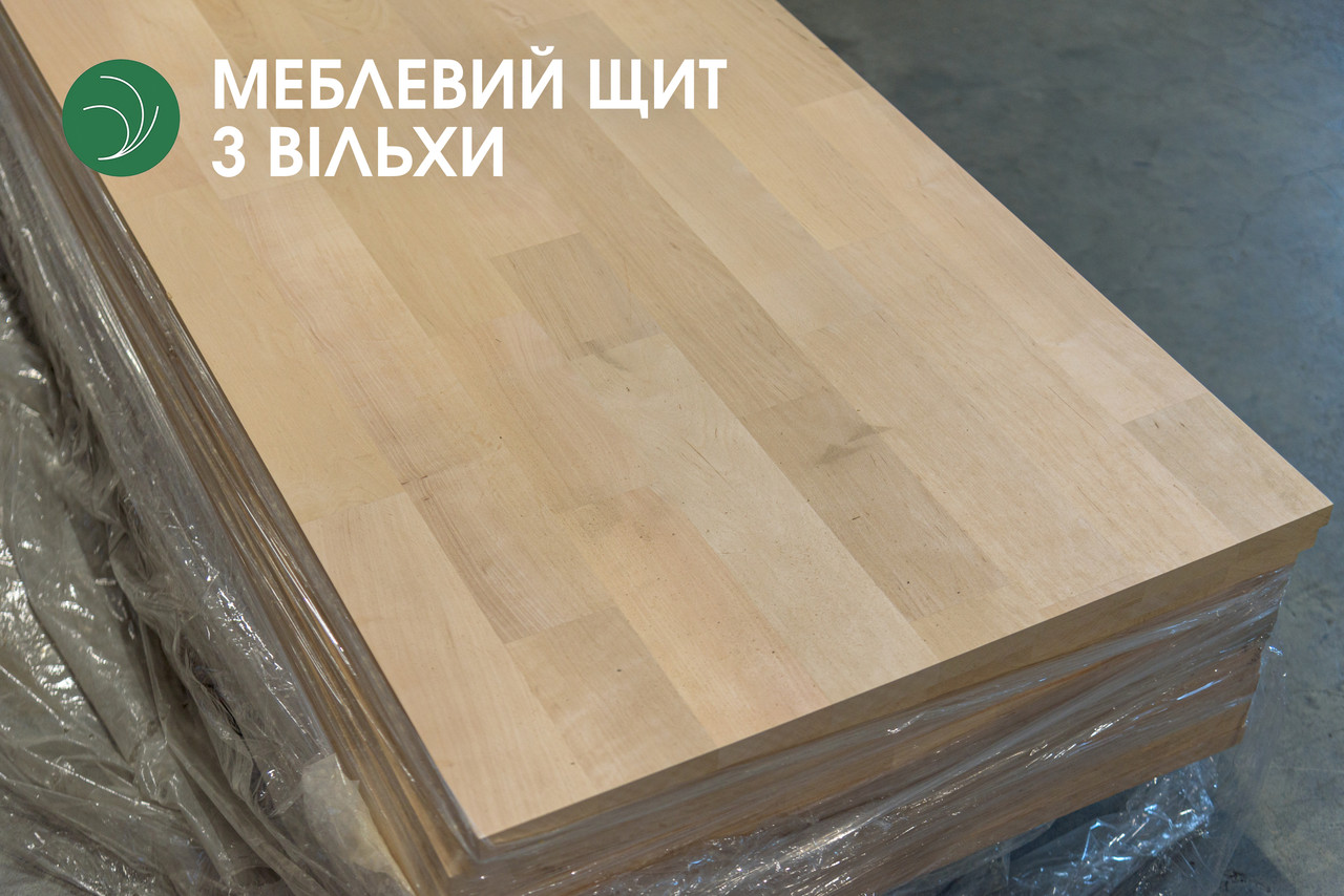 Зрощений меблевий щит з вільхи, 20 мм, 1 х 0.65 м, 1 ґатунок