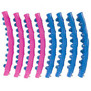 Без пакування - Обруч для схуднення масажний розбірний Хула Хуп MAGNETIC JS-6008 8 секцій рожевий-синій, фото 4