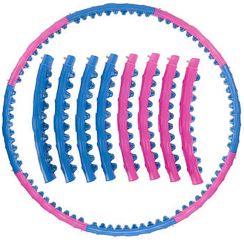 Без пакування - Обруч для схуднення масажний розбірний Хула Хуп MAGNETIC JS-6008 8 секцій рожевий-синій