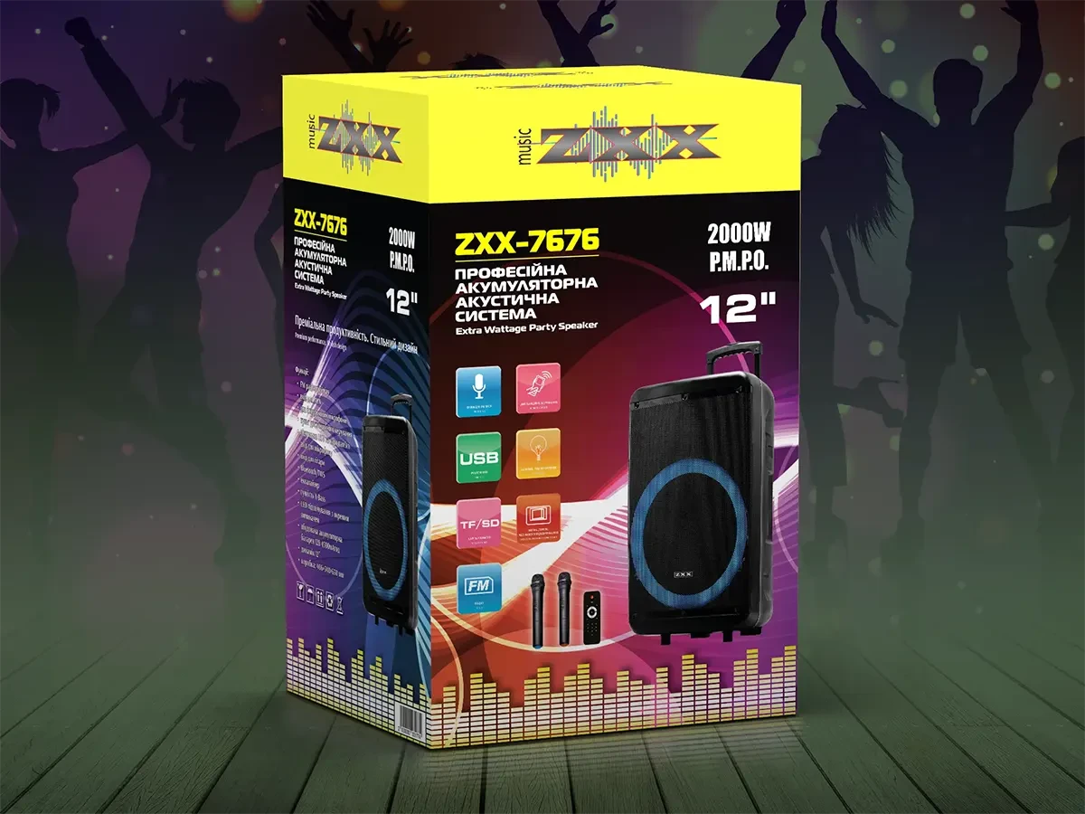 Акустическая переносная колонка ZXX-7676 60Вт 12