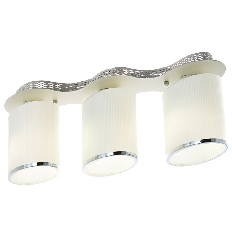 Люстра стельова біла на 3 плафони у формі циліндра  ELISEY, фото 1