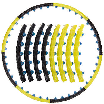Без пакування - Обруч для схуднення масажний розбірний Хула Хуп MAGNETIC JS-6001 8 секцій жовтий-чорний