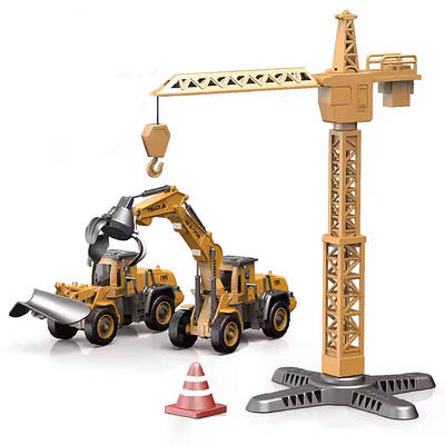 Іграшковий набір Будівельна техніка конструктор 2 моделі Трактор бульдозер/клішня та кран підйомник Ефекти Ефекти