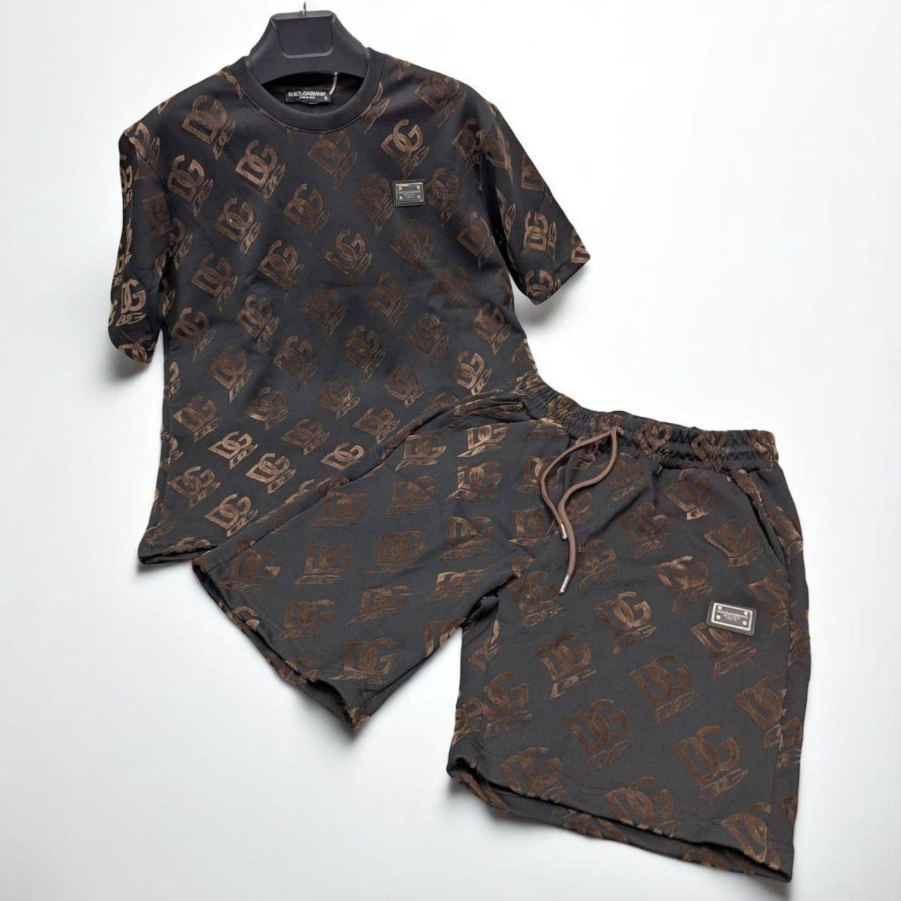 Чоловічий літній костюм Dolce Gabbana футболка та шорти CK9665 чорний M, L, XL, фото 1