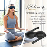 Маска для сну 3D світлоблокуюча 100% чорна, мяка дихаюча контурна для відпочинку подорожей йоги літака, фото 7