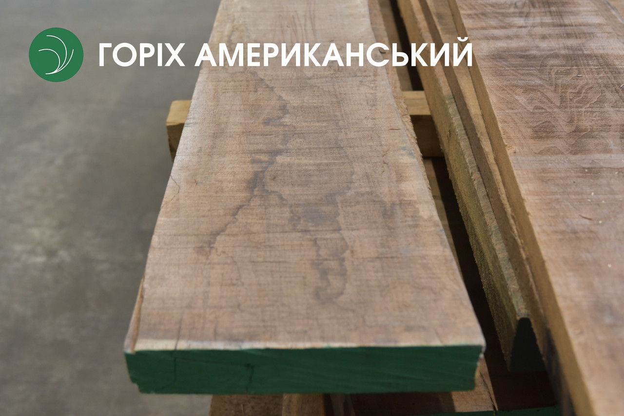 Дошка обрізна горіха американського поштучно, 28х250х2400 мм, 1 ґатунок
