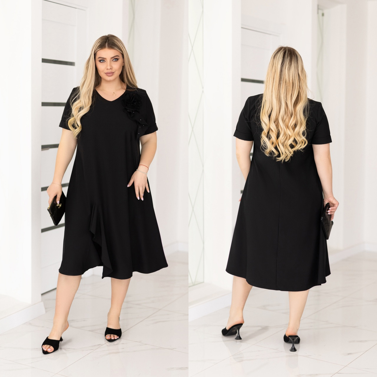 Ошатне літнє вишукане вільне плаття великих розмірів (р.48-62). Арт-2252/42, фото 1