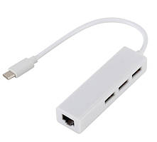 HUB Type-C на 3 USB + RJ45 мережева карта