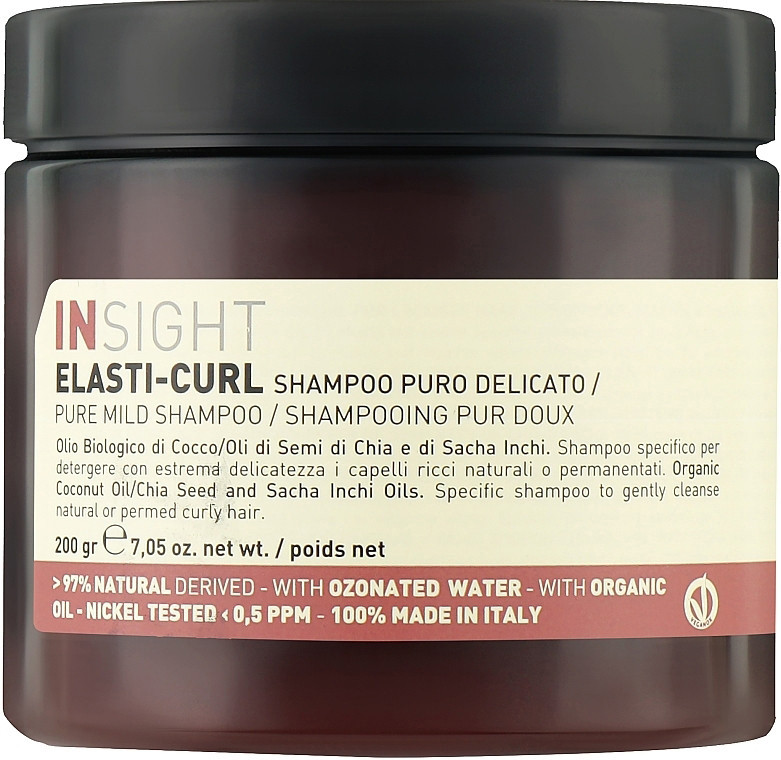 М'який шампунь для кучерявого волосся Insight Elasti-Curl Pure Mild Shampoo, 200 г (8029352357558)