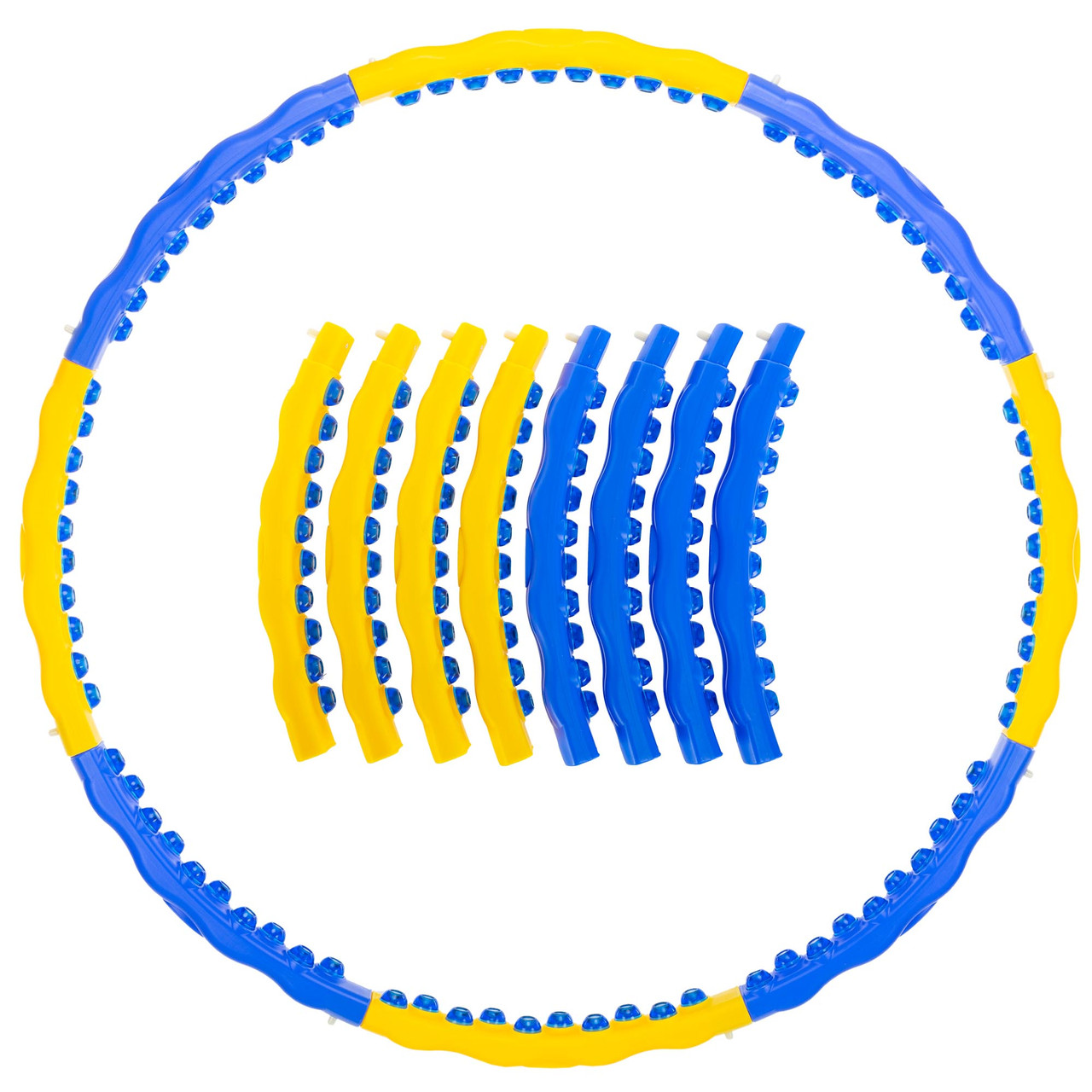 Без пакування - Обруч для схуднення масажний Хула Хуп  DYNAMIC HOOP JS-6018 8 секцій жовтий-синій, фото 1