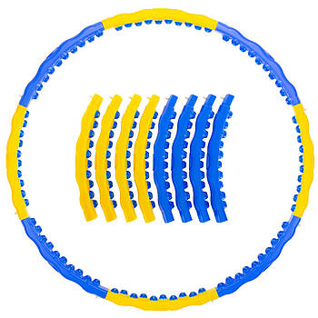 Без пакування - Обруч для схуднення масажний Хула Хуп  DYNAMIC HOOP JS-6018 8 секцій жовтий-синій