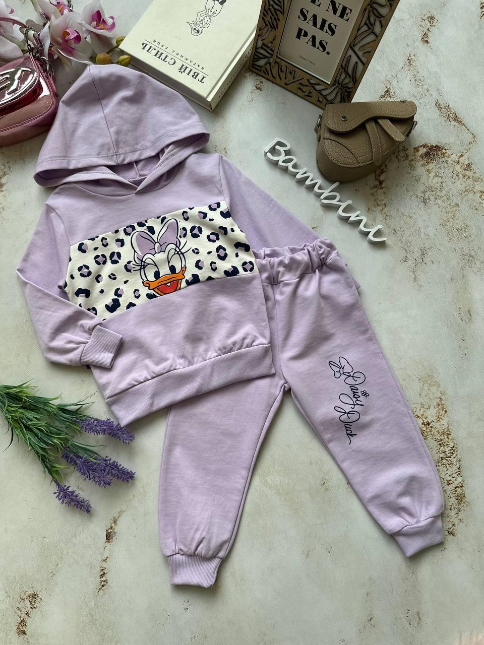 Комплект для дівчинки 2-а "Понка" байка + штани Бузковий 372, Бузковий, Дівчинка, Весна Осінь, 104, фото 1