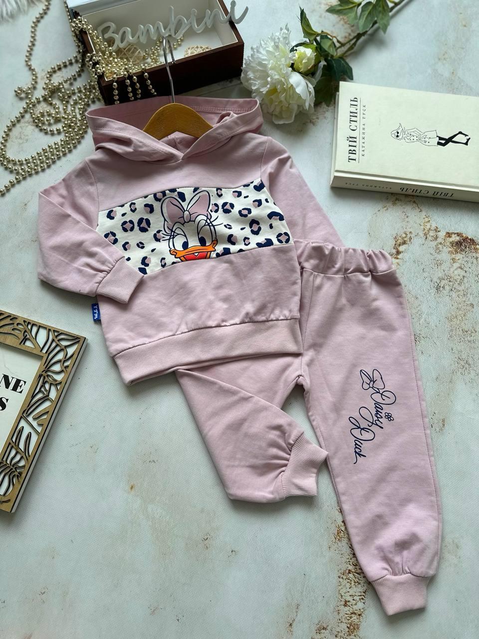 Комплект для дівчинки 2-а "Понка" байка + штани Пудровий 372, Пудровий, Дівчинка, Весна Осінь, 92, фото 1