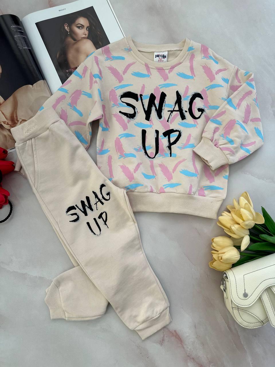 Комплект 2-а "Swag up" байка + штани Бежевий 3366, Yoyo Kids, Бежевий, Дівчинка, Весна Осінь, 104, фото 1