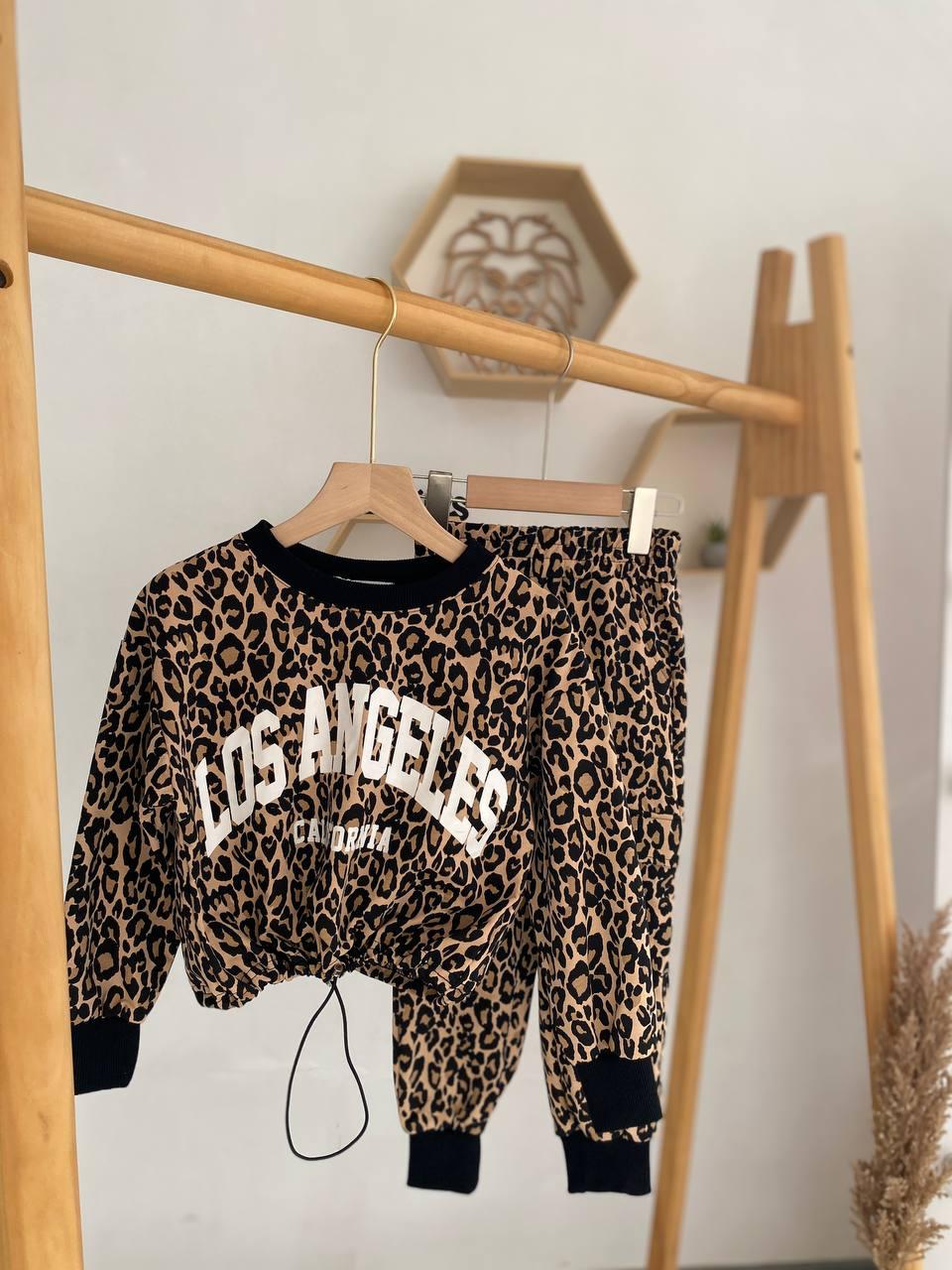 Костюм 2-ка кофта +штани Леопард Бежевий 3303, Yoyo S, Бежевий, Для дівчаток, Весна Осінь, 104, фото 1