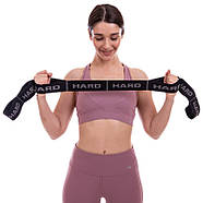 Стрічка еластична з петлями для розтяжки стрічковий еспандер Elastiband Record FI-6345-C Чорний-сірий, фото 6