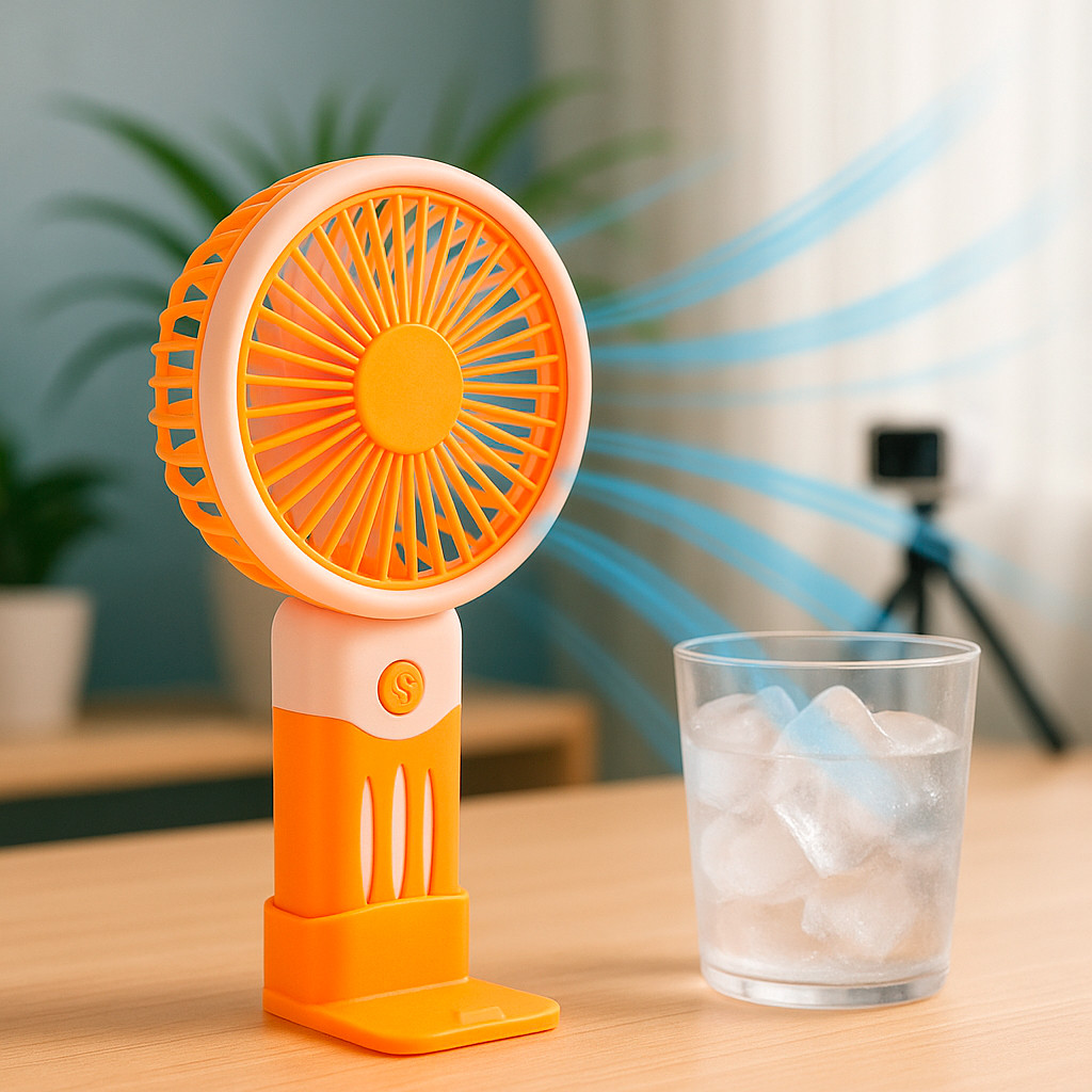 Портативний вентилятор на акумуляторі Handheld Fan JX-991 Помаранчевий-рожевий, ручний міні вентилятор