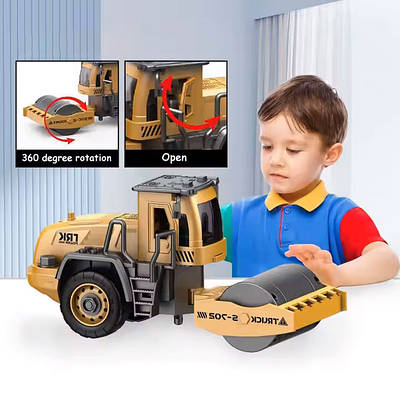 Інтерактивний набір Будтехніка конструктор 3 предмети Трактор каток / екскаватор і кран підйомник Світло звук