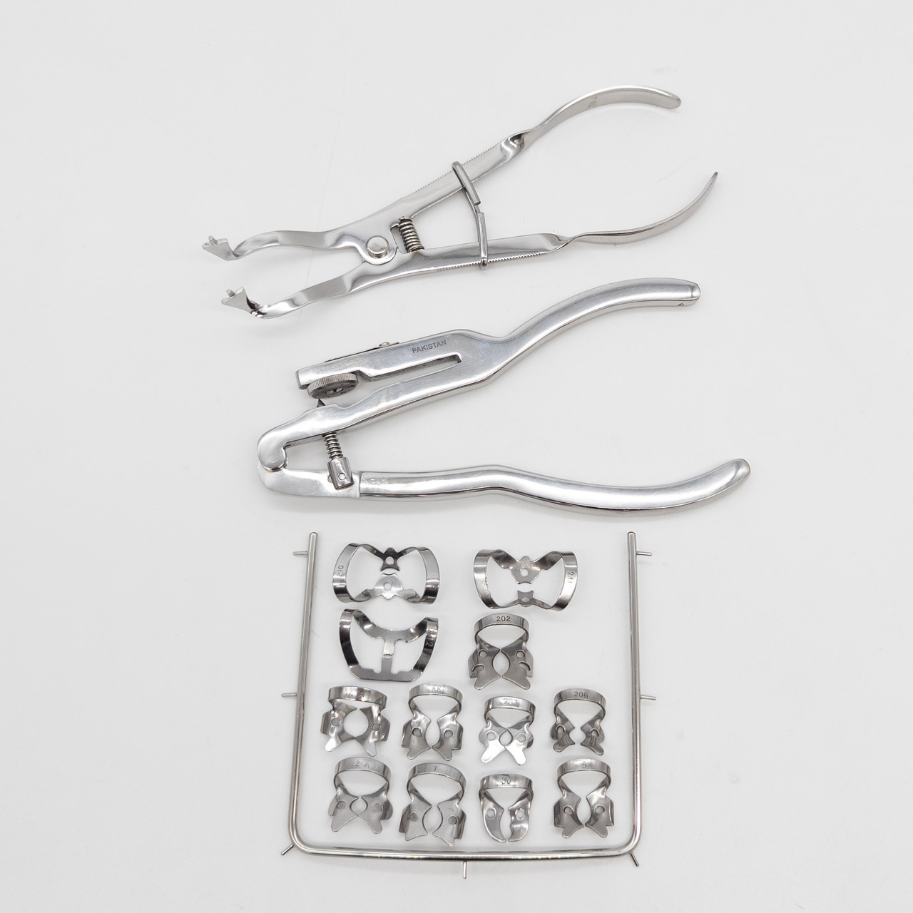 Стоматологічний набір коффердам – 15 інструментів (щипці, дирокол, рамка, 12 клампів)