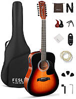 Гітара електро-акустична 12-тиструнна Fesley FDET280 SB (комплект)