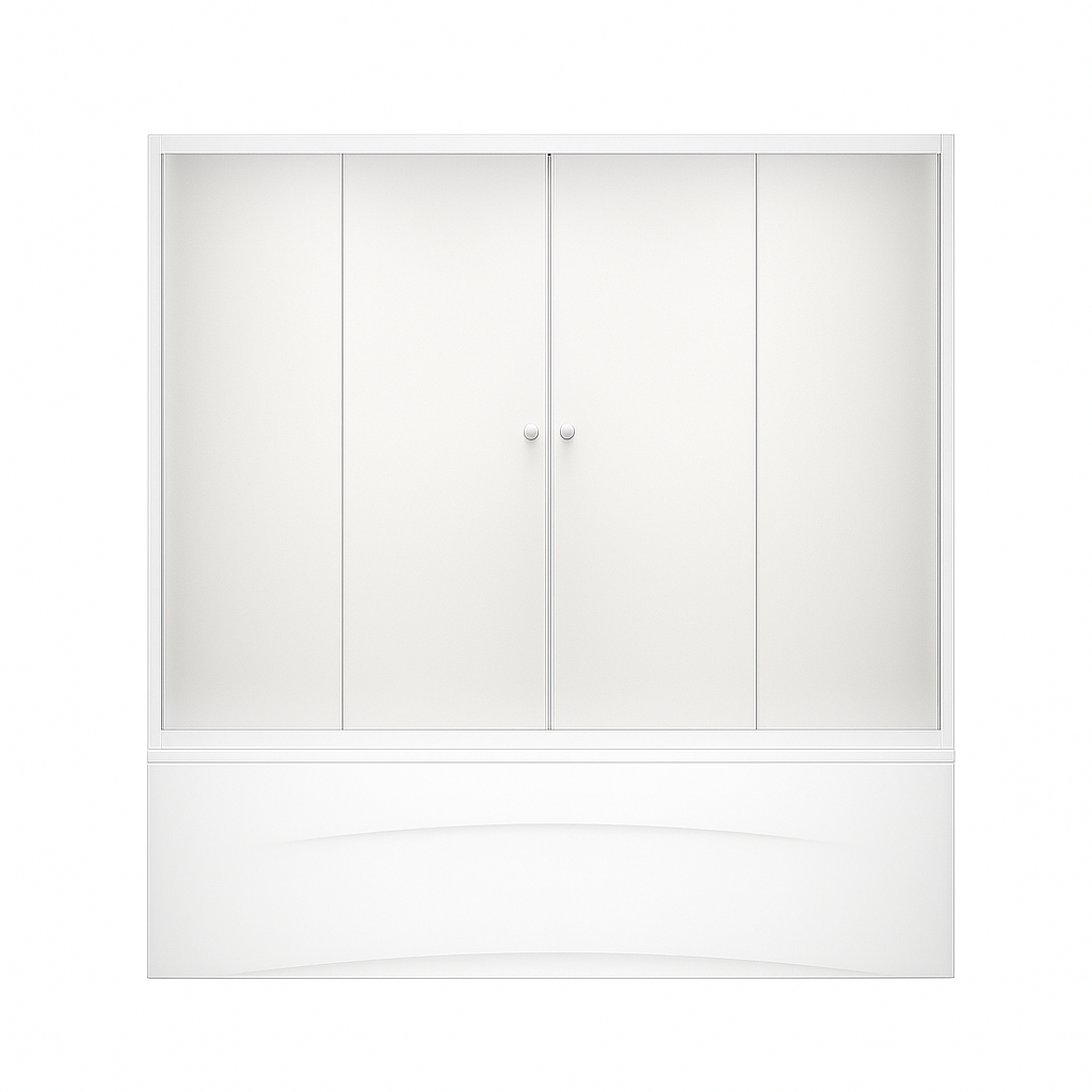 Штора для ванної KO&PO F 150 (W) 150х140 см розсувні білий профіль скло матове