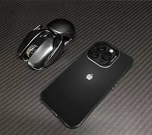 Чехол с яблоком черный матовий противоударный для iPhone 14 pro max