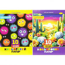 Кольоровий папір B5 односторонній, крейдований, 10аркушів "Апельсин" офсет,скоба АП-1218 MZOPT