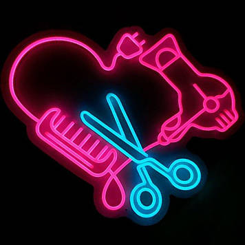 Неонова LED вивіска Для салону краси-перукарні 400х500