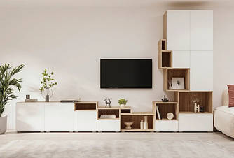 Модульна Вітальня Голд Білий/Дуб Сонома Сокме